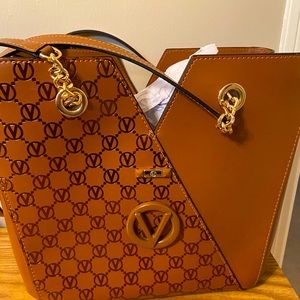 Valentino Sandrine Monogram-Print Leather Shoulder Bag